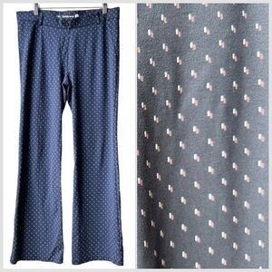 Betabrand Yoga Dress Pant Boot Cut Navy Blue Pattern Print Sz L
